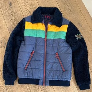 Teddy Fresh Jacket Unisex Men Women  multi colored, front zip bomber size Large